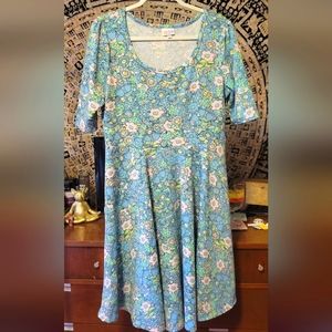 Lularoe Pastel Goth Cute Floral Fit and Flare Dress